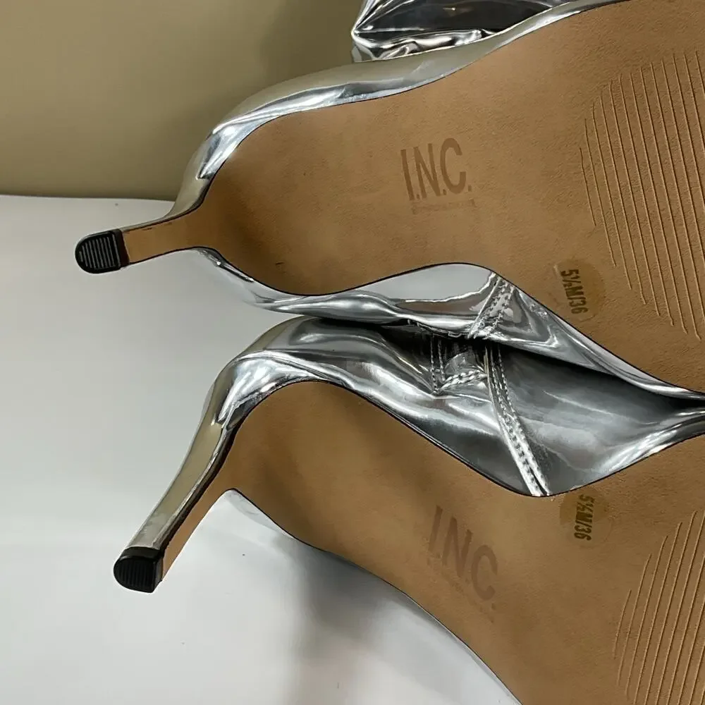 NEW I.N.C. Women’s Iyonna Over the Knee Slouch Boots Silver Size 5.5M